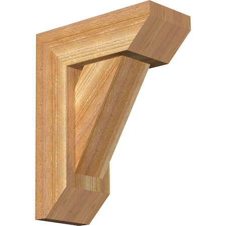 Traditional Slat Rough Sawn Bracket w/ Offset Brace, Western Red Cedar, 6"W x 14"D x 18"H